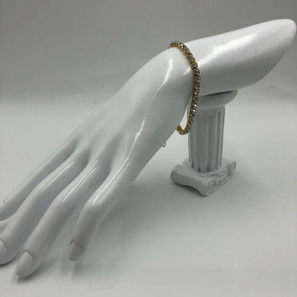 18K Gold Plated Stainless Steel "Tennis" Bracelet Cubic Zirconia Waterproof - Picture 7 of 13